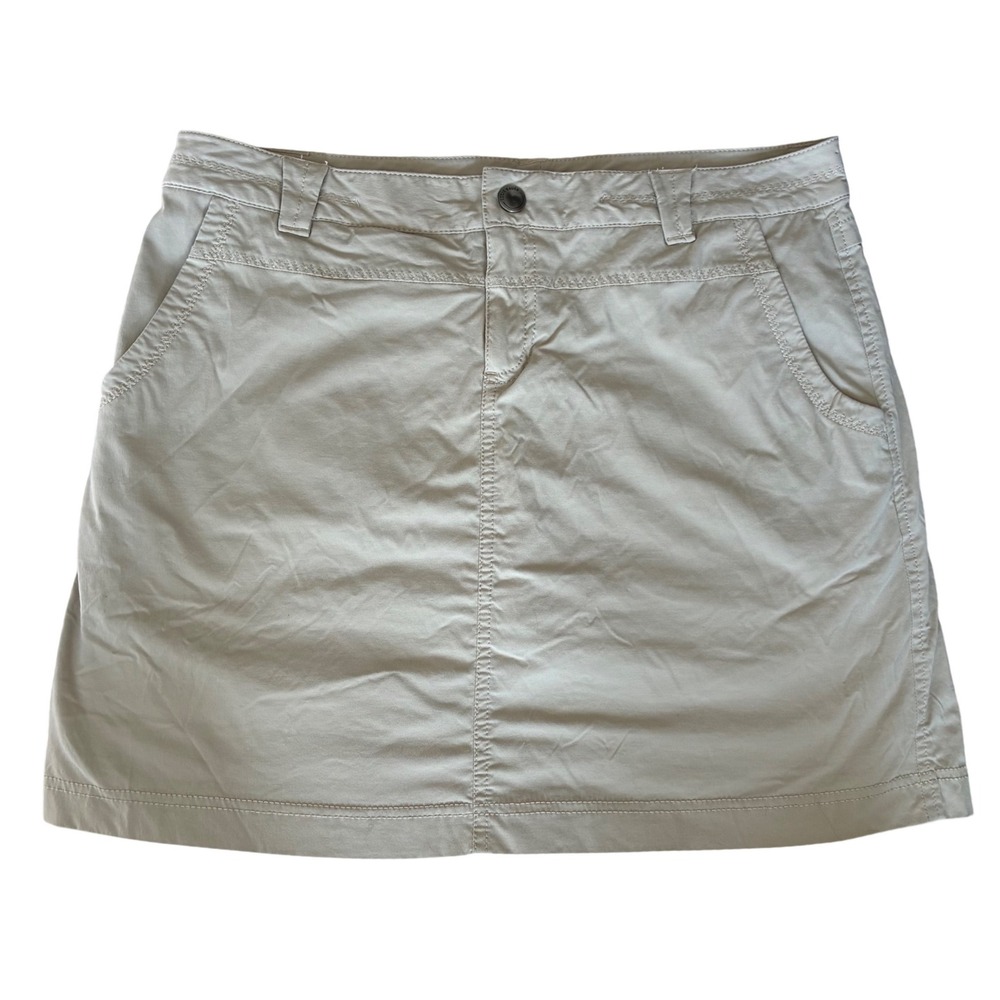 Eddie Bauer Travex Skort Womens 10 Khaki Tan Hiking Golf Skirt Zipper Pockets